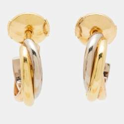 Pre Owned Cartier Trinity 18K Three Tone Gold Hoop Earrings