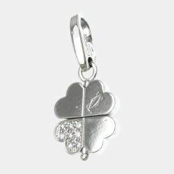 Cartier 18K White Gold and Diamond 4 Leaf Clover Pendant Charm