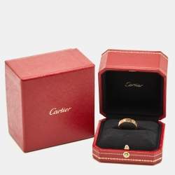 Pre Owned Cartier Love 3 Diamond 18k Rose Gold Ring Size 53