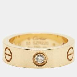 Pre Owned Cartier Love 3 Diamond 18k Rose Gold Ring Size 53
