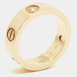 Pre Owned Cartier Love 3 Diamond 18k Rose Gold Ring Size 53