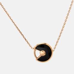 Pre Owned Cartier Amulette De Cartier Onyx Diamond 18k Rose Gold XS Model Bracelet