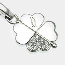 Cartier 18K White Gold and Diamond 4 Leaf Clover Pendant Charm