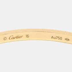 Pre Owned Cartier Love 18K Yellow Gold Narrow SM Bracelet 16