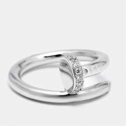 Pre Owned Cartier Juste Un Clou Diamond 18k White Gold Ring Size 50
