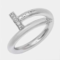 Pre Owned Cartier Juste Un Clou Diamond 18k White Gold Ring Size 50