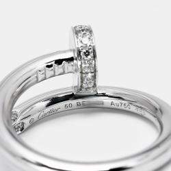 Pre Owned Cartier Juste Un Clou Diamond 18k White Gold Ring Size 50