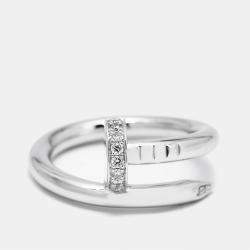 Pre Owned Cartier Juste Un Clou Diamond 18k White Gold Ring Size 50