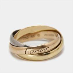 Cartier Trinity 18k Three Tone Gold Small Model Rolling Band Ring Size 48