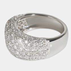 Cartier 18k White Gold Vintage Fashion Ring 3.5 CTW EU 52