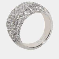 Cartier 18k White Gold Vintage Fashion Ring 3.5 CTW EU 52