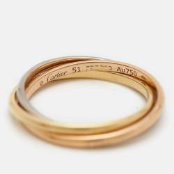 Pre Owned Cartier Trinity 18k Three Tone Gold XS Model Ring Size 51