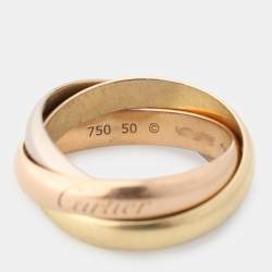 مملوكة مسبقًا Cartier Trinity 18K Yellow Rose and White Gold Ring EU 50