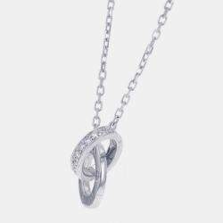 Cartier 18K White Gold Love Shape Pav Diamond Necklace B7216300