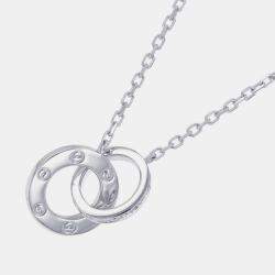 Cartier 18K White Gold Love Shape Pav Diamond Necklace B7216300