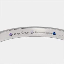 Pre Owned Cartier Love Multi Gemstone 18k White Gold Bracelet 16 