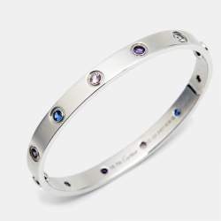 Pre Owned Cartier Love Multi Gemstone 18k White Gold Bracelet 16 