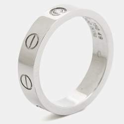 Cartier Love 1 Diamond 18K White Gold Narrow Wedding Band Ring Size 49