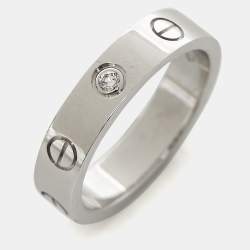 Cartier Love 1 Diamond 18K White Gold Narrow Wedding Band Ring Size 49