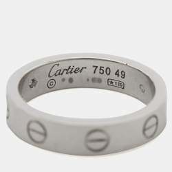 Cartier Love 1 Diamond 18K White Gold Narrow Wedding Band Ring Size 49