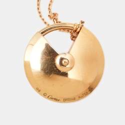 Pre Owned Cartier Amulette De Cartier Diamonds Malachite 18k Rose Gold Long Necklace