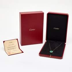 Pre Owned Cartier Amulette De Cartier Diamonds Malachite 18k Rose Gold Long Necklace