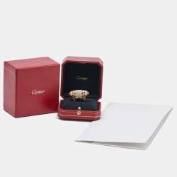 Pre Owned Cartier Geometry and Contrast Multicolor Gemstones Black Lacquer 18k Rose Gold Cocktail Ring Size 53