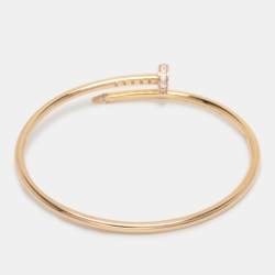 Pre Owned Cartier Juste Un Clou Diamond 18k Rose Gold Small Model Bracelet 15