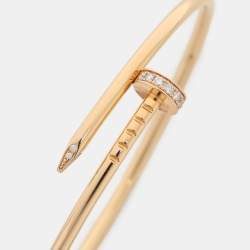 Pre Owned Cartier Juste Un Clou Diamond 18k Rose Gold Small Model Bracelet 15