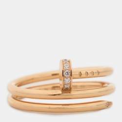 Pre Owned Cartier Juste Un Clou Diamond 18k Gold Ring Size 54