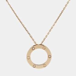 Pre Owned Cartier Love 3 Diamonds 18k Rose Gold Necklace