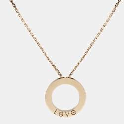 Pre Owned Cartier Love 3 Diamonds 18k Rose Gold Necklace