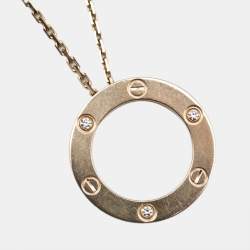 Pre Owned Cartier Love 3 Diamonds 18k Rose Gold Necklace