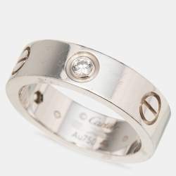 Cartier Love 3 Diamond 18k White Gold Ring Size 53