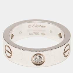 Cartier Love 3 Diamond 18k White Gold Ring Size 53