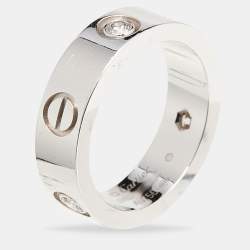 Cartier Love 3 Diamond 18k White Gold Ring Size 53