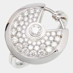 Pre Owned Cartier Amulette de Cartier Diamond 18K White Gold SM Ring