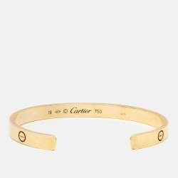 Pre Owned Cartier Love 18k Yellow Gold Cuff Bracelet 18