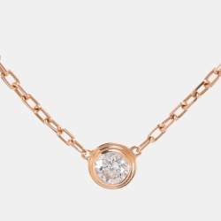 Pre Owned Cartier D'Amour Diamond 18k Rose Gold Small Model Chain Necklace