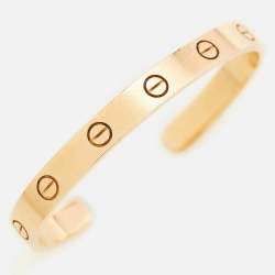 Pre Owned Cartier Love 18k Yellow Gold Open Cuff Bracelet 16
