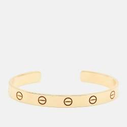 Pre Owned Cartier Love 18k Yellow Gold Open Cuff Bracelet 16