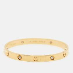 Pre Owned Cartier Love 4 Diamond 18k Yellow Gold Bracelet 18