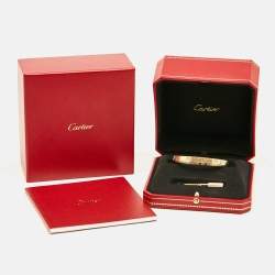 Pre Owned Cartier Love 4 Diamond 18k Yellow Gold Bracelet 18