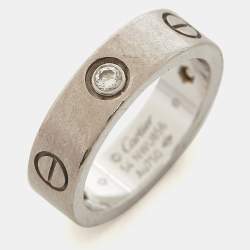 Pre Owned Cartier Love 3 Diamond 18k White Gold Ring Size 54