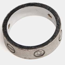 Pre Owned Cartier Love 3 Diamond 18k White Gold Ring Size 54