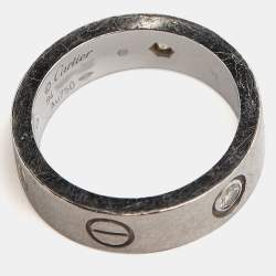 Pre Owned Cartier Love 3 Diamond 18k White Gold Ring Size 54