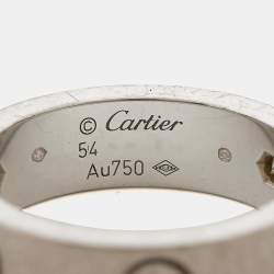 Pre Owned Cartier Love 3 Diamond 18k White Gold Ring Size 54