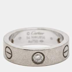 Pre Owned Cartier Love 3 Diamond 18k White Gold Ring Size 54