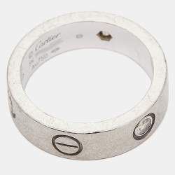 Pre Owned Cartier Love 3 Diamond 18k White Gold Ring Size 54