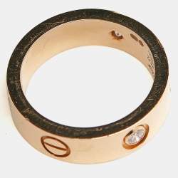 Cartier Love 3 Diamond 18K Rose Gold Band Ring Size 53